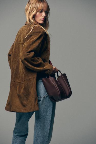 MINI CITY BAG WITH TOPSTITCHING - Burgundy Red by Zara