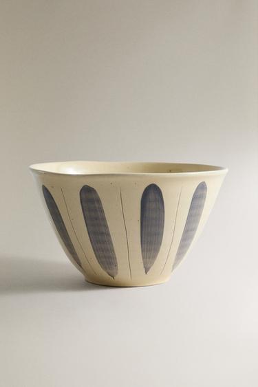 OVAL EARTHENWARE SALAD BOWL - Blue by Zara