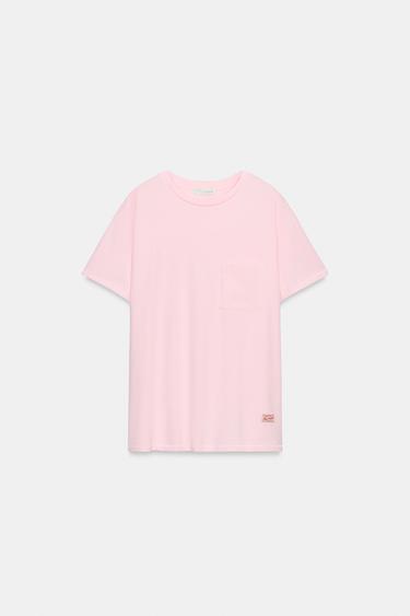 OVERSIZE T-SHIRT WITH POCKET - Pink by Zara