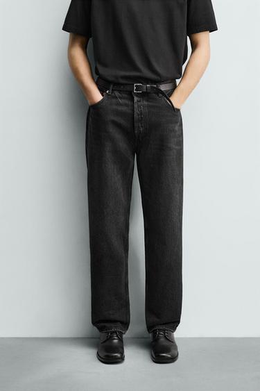 STRAIGHT FIT JEANS - Charcoal by Zara