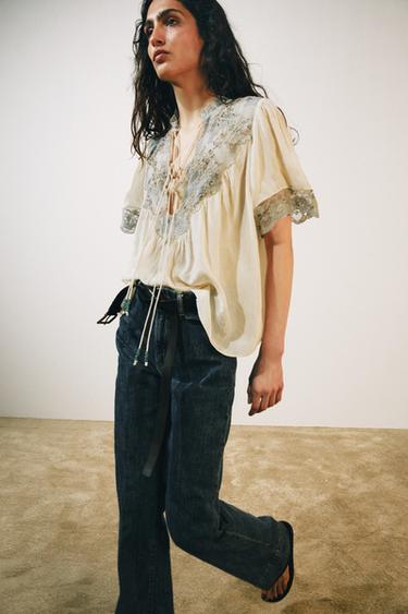 ZW COLLECTION LACE SHIRT - Ecru by Zara