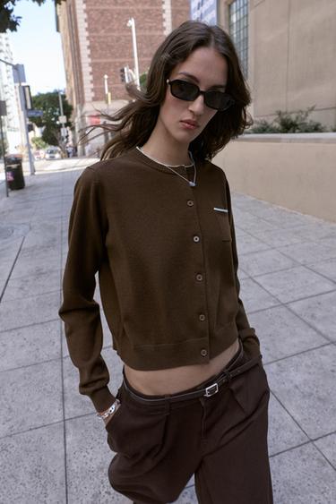 COMBINED KNIT CARDIGAN - Brown by Zara