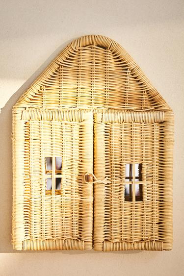 KIDS’ RATTAN HOUSE WALL MIRROR - Light beige by Zara