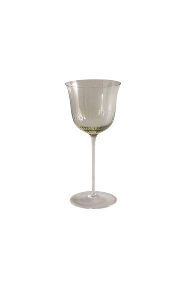 TRANSPARENT WINE GLASS - Greenish by Zara