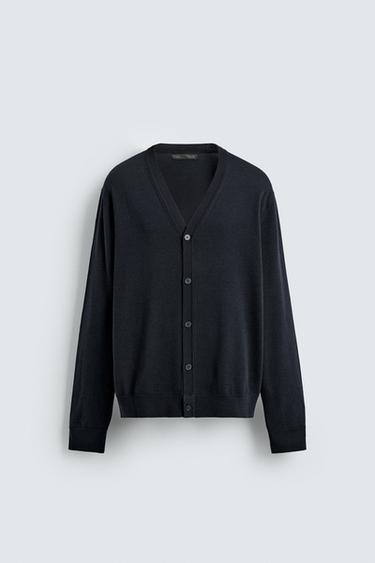 100% WOOL CARDIGAN - Dark navy by Zara
