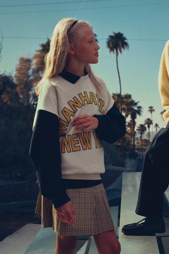 COLOUR BLOCK PRINT SWEATSHIRT - Ecru by Zara - Image 0