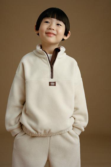 FLEECE ZIP-UP SWEATSHIRT - Mid-ecru by Zara