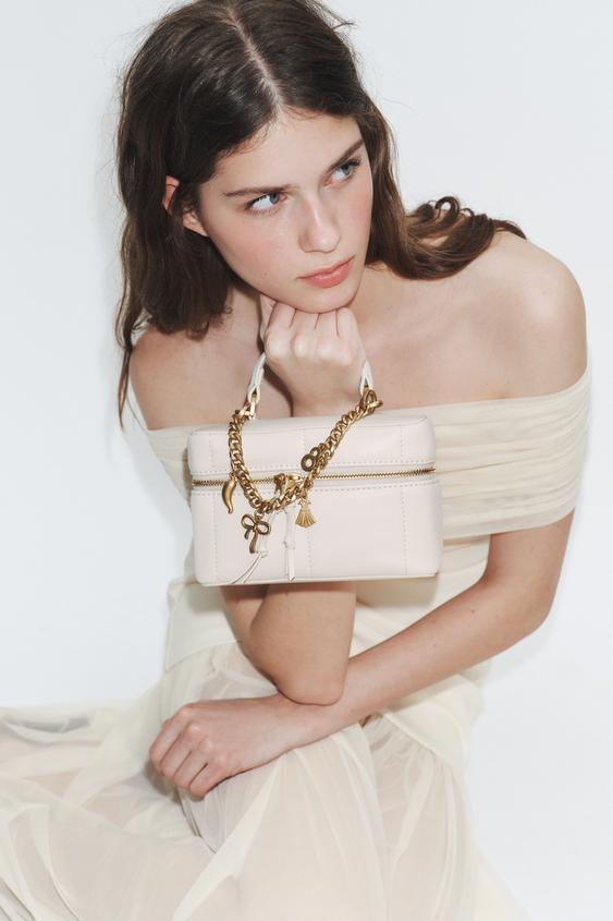 VANITY BAG WITH CHARMS - Ecru by Zara - Image 0