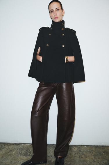 MANTECO WOOL BLEND CAPE ZW COLLECTION - Black by Zara