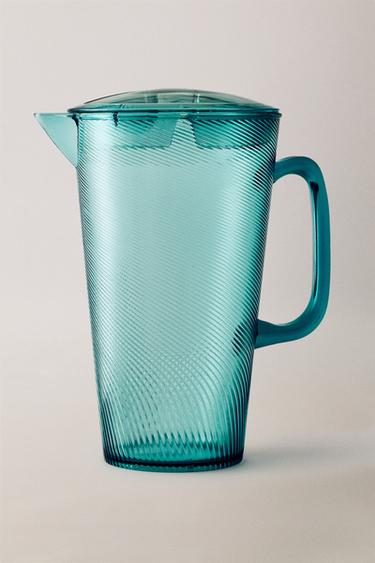 ACRYLIC JUG WITH LINES DESIGN - Turquoise by Zara