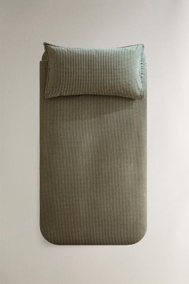 CHILDREN'S GINGHAM FLANNEL DUVET COVER - Greenish by Zara - Image 0