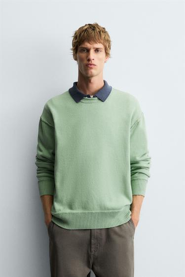 REVERSE EFFECT COTTON SWEATER - Mint by Zara