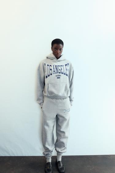 SHINY SLOGAN HOODIE - Grey marl by Zara