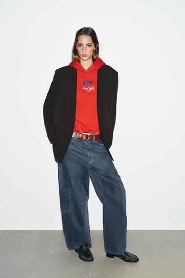 OVERSIZE DOUBLE-BREASTED BLAZER - Dark aubergine by Zara