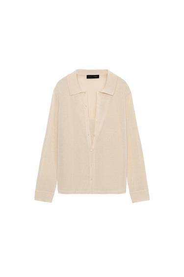 POLO KNIT CARDIGAN WITH INTERIOR TOP - Beige by Zara