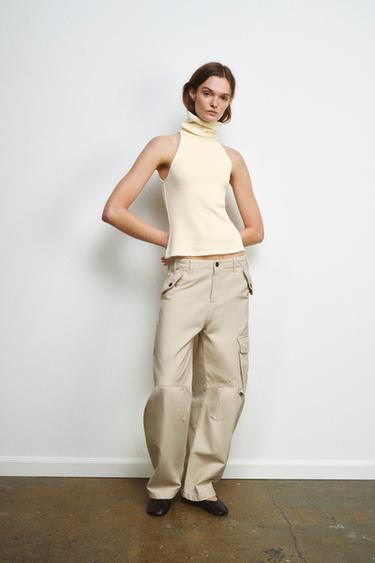 ZW COLLECTION CARGO TROUSERS - Ecru by Zara