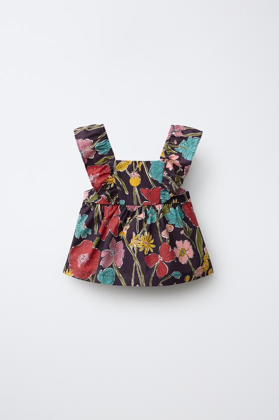 FLORAL PRINT TOP MADE WITH LIBERTY FABRIC - Aubergine by Zara - Image 0