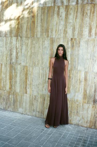 LONG OPEN BACK DRESS - Burgundy by Zara - Image 0