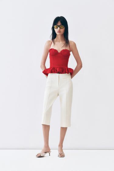 COMBINED BOUCLÉ TOP - Bright red by Zara