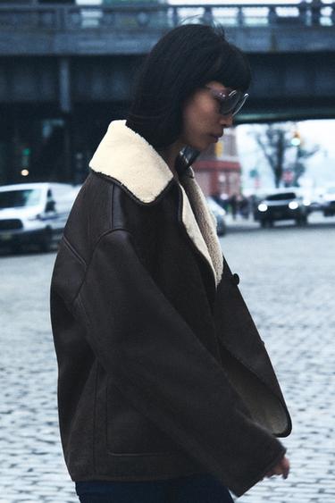 ZW COLLECTION DOUBLE-FACED JACKET - Brown / Ecru by Zara