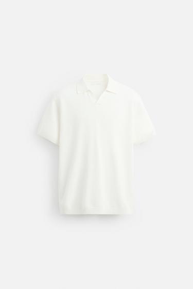 TEXTURED KNIT POLO SHIRT - Ecru by Zara