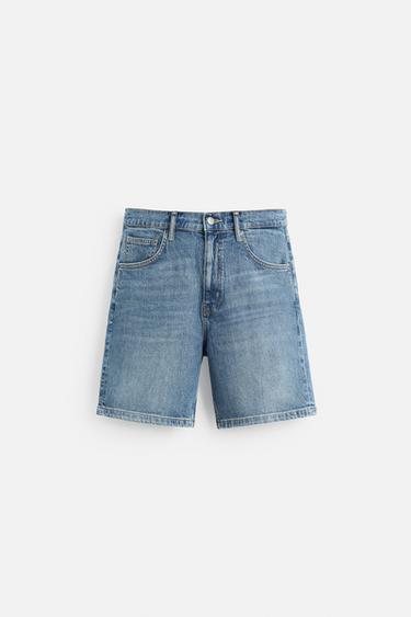 REGULAR FIT DENIM BERMUDA SHORTS - Mid-blue by Zara