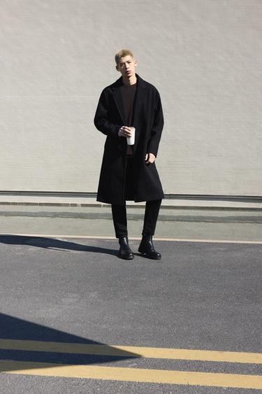 WATER-REPELLENT TEXTURED COAT - Black by Zara