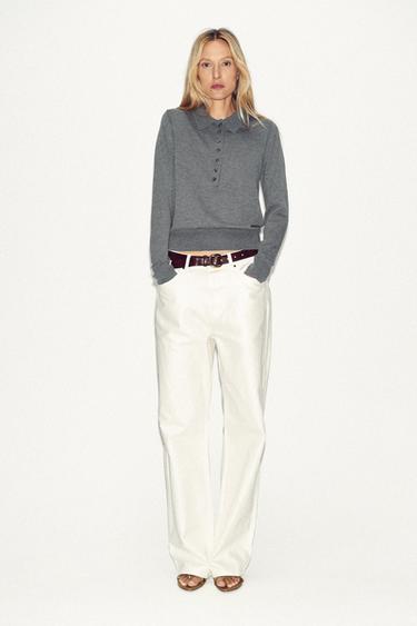 PLAIN KNIT POLO SHIRT - Grey marl by Zara