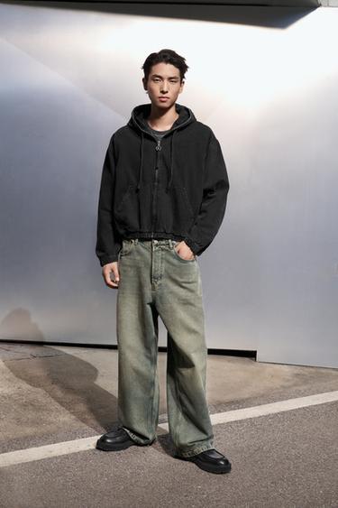 WASHED HOODED JACKET - Charcoal by Zara