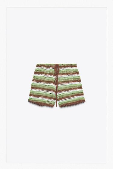 CROCHET SHORTS WITH DRAWSTRINGS - Oyster-white by Zara