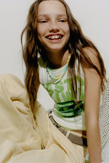 FRUIT PRINT RIBBED TOP - White by Zara