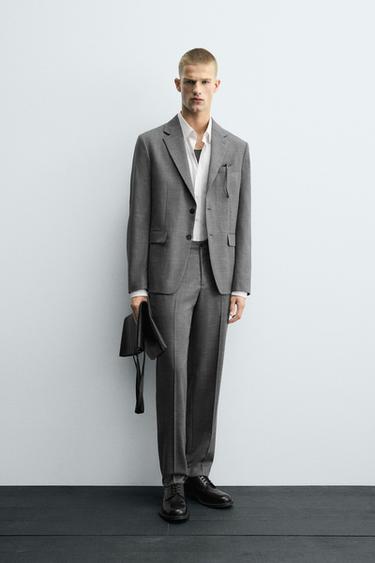 TEXTURED CHECK SUIT - Green by Zara