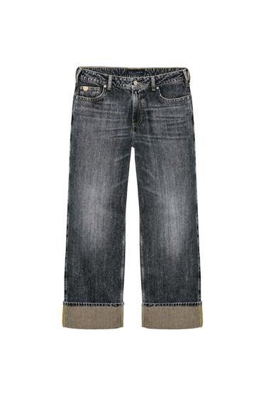 Z1975 STRAIGHT JEANS WITH TURN-UP HEMS - Black by Zara