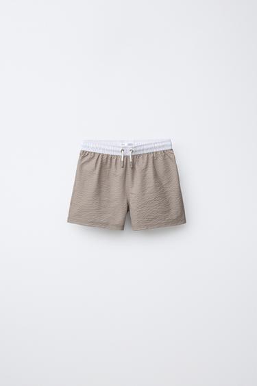 AGES 6-14 / SWIM BERMUDA SHORTS WITH LABEL - camel by Zara
