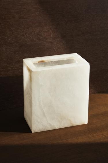 ALABASTER BATHROOM BIN - White by Zara