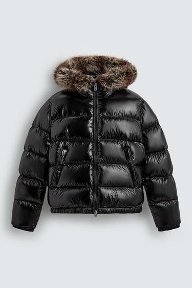 100% DOWN PUFFER JACKET WITH HOOD - Black by Zara