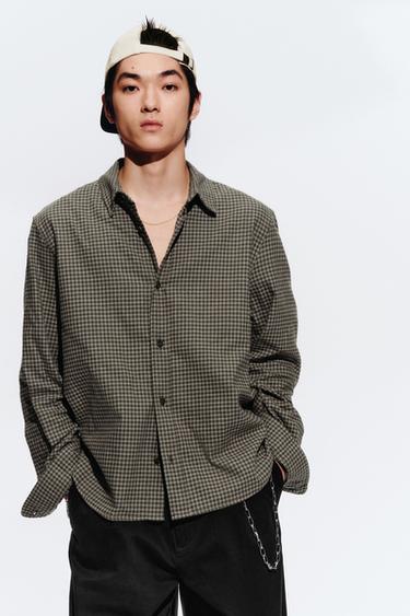TEXTURED CHECK SHIRT - Beige by Zara