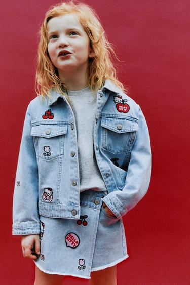 HELLO KITTY © SANRIO DENIM BERMUDA SKIRT - Blue by Zara