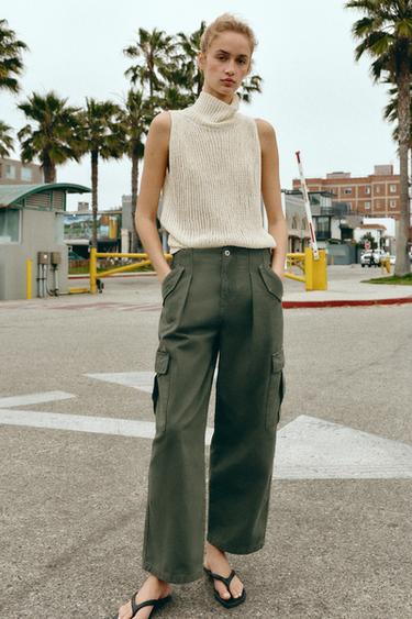 MID-WAIST CARGO TROUSERS - Khaki by Zara