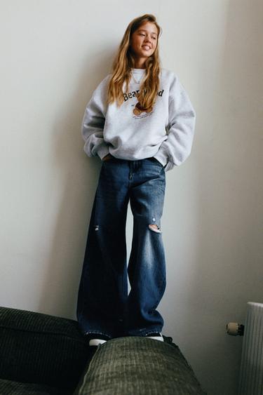 BEAR PRINT SWEATSHIRT - Grey marl by Zara