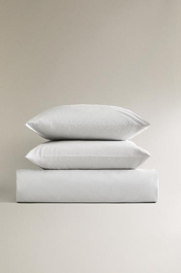 (200 THREAD COUNT) COTTON PERCALE DUVET COVER - Light grey by Zara