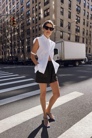 ZW COLLECTION LINEN SHORTS - Brown by Zara