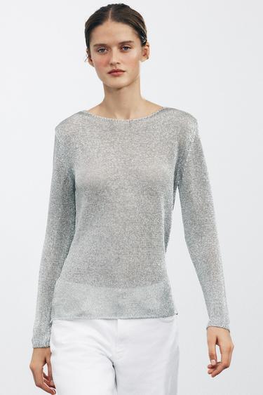 METALLIC KNIT JUMPER - Silver by Zara