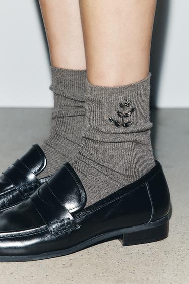PLAIN JEWEL SOCKS - Grey by Zara