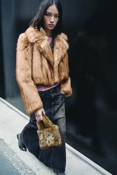 SHORT FAUX FUR JACKET ZW COLLECTION - Beige by Zara