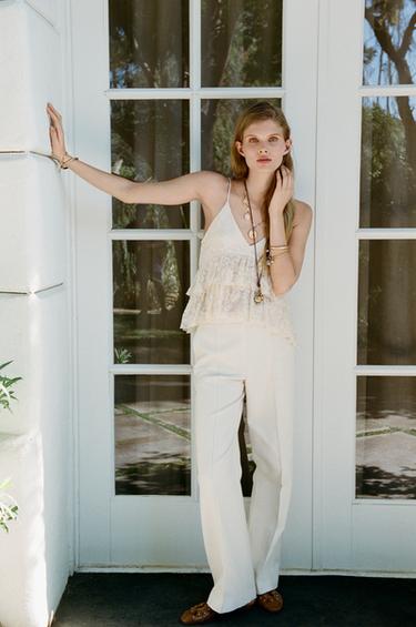 HIGH-WAIST SEAMED TROUSERS - Ecru by Zara - Image 0