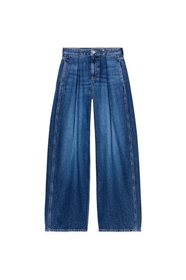 Z1975 LOOSE FIT HIGH-WAIST JEANS WITH HOOKS - Mid-blue by Zara