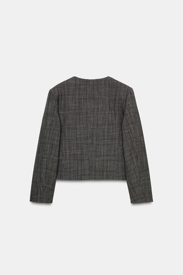 CHECK SHORT BLAZER - Grey / Tan by Zara