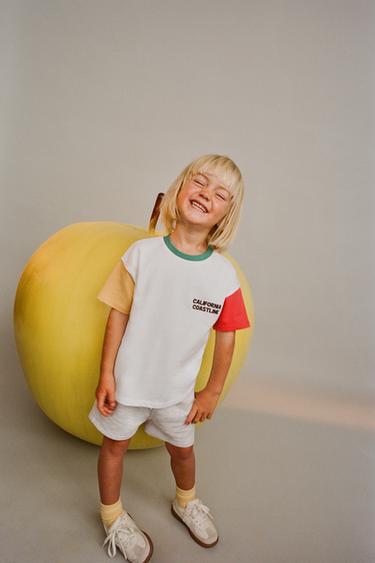 JOGGING SET WITH TEXT T-SHIRT AND MARLED BERMUDA SHORTS - Grey marl by Zara