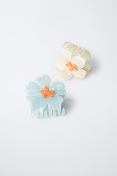 PACK OF TWO FLOWER HAIR CLIPS - Ecru by Zara
